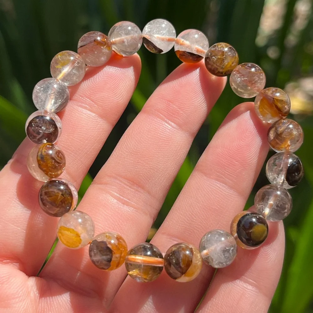 6.5 inches 9mm‎ stretchable brown golden healer bracelet